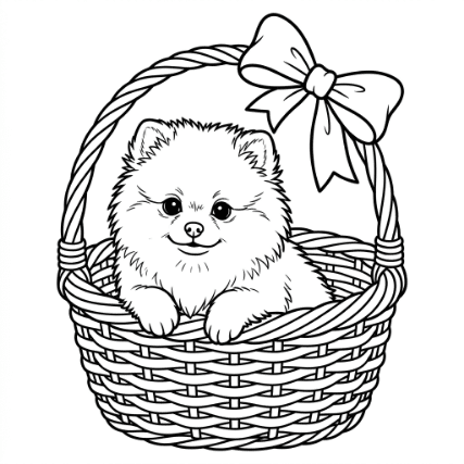 PUPPY IN A BASKET