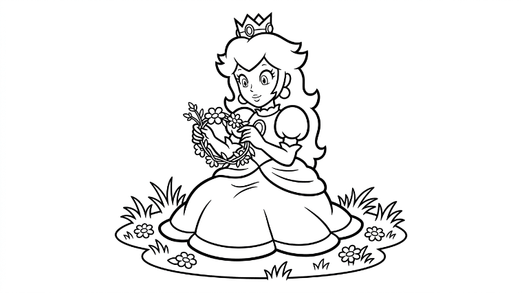 Peach sits on the grassPeach sits on the grass