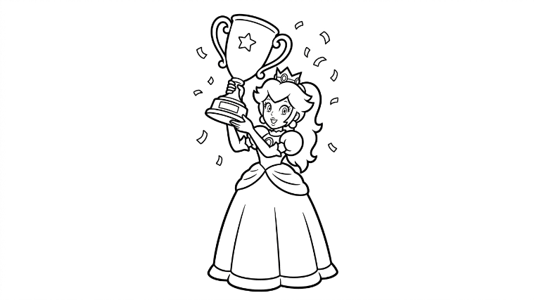 Princess Peach holds a large