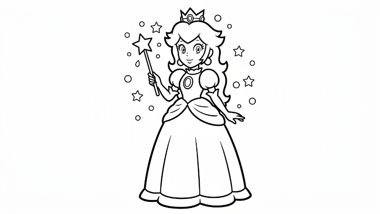Princess Peach holds a star