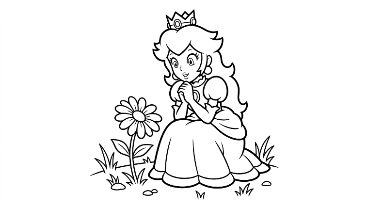 Princess Peach kneels