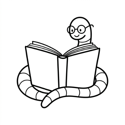 READING BOOKWORM DOODLE