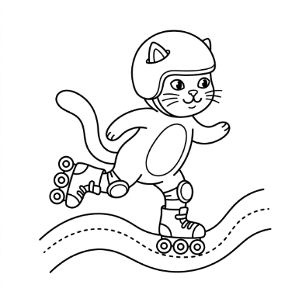 SKATING CAT DOODLE