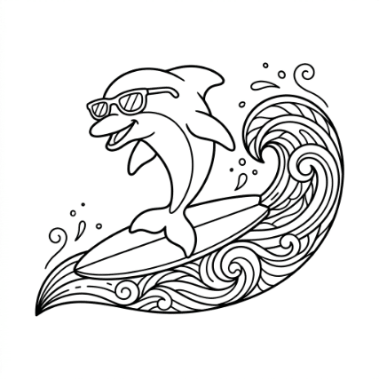 SURFING DOLPHIN DOODLE