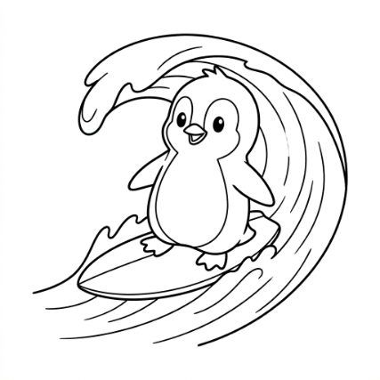 SURFING PENGUIN DOODLE