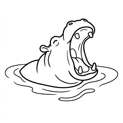 YAWNING HIPPO DOODLE