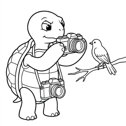 PHOTOGRAPHER TURTLE WITH CAMERA