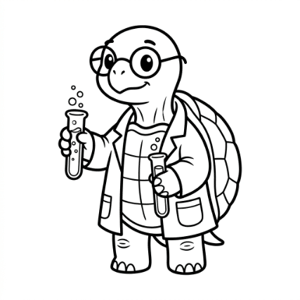 SCIENTIST TURTLE WITH BEAKERS